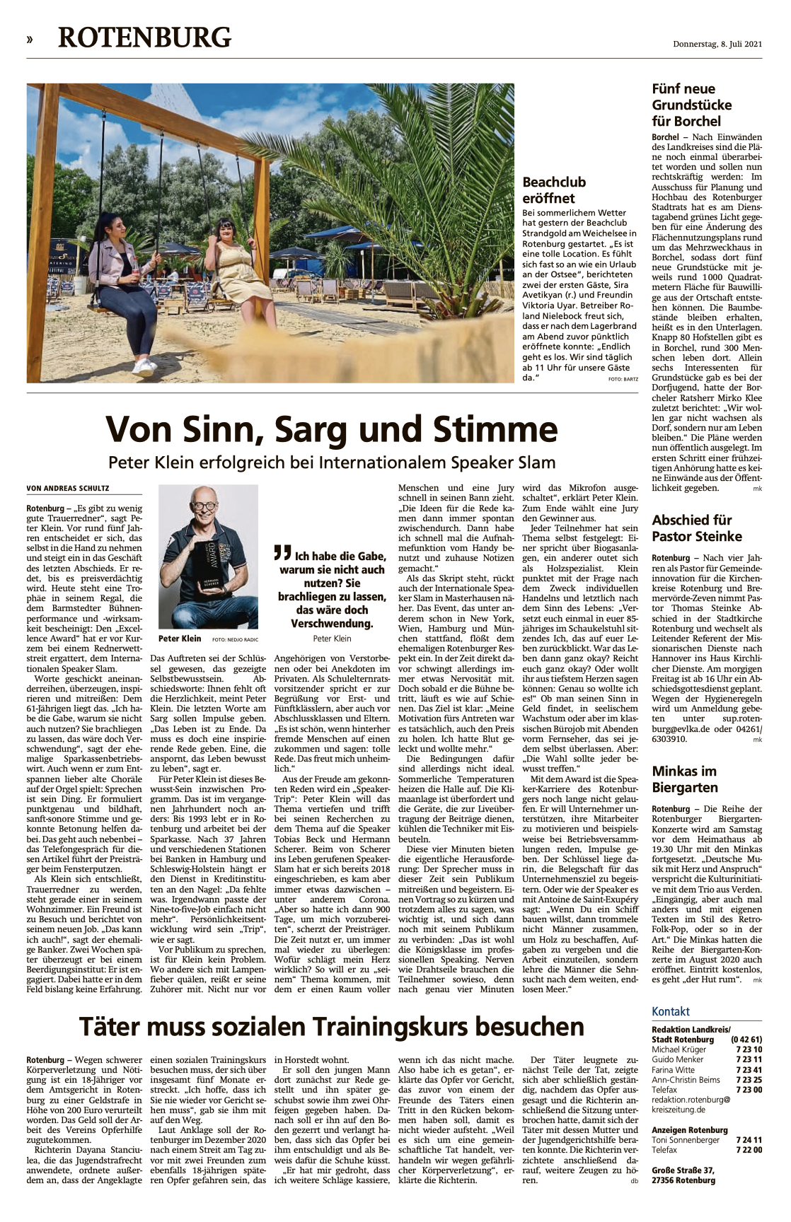 Rotenburger Kreiszeitung über Peter Werner Klein
